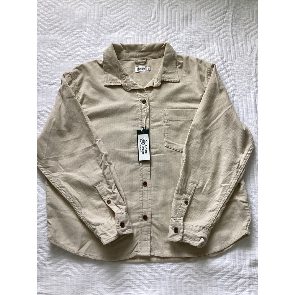 Alpine Design Womens Corduroy Shirt Jacket Morning Haze Organic Cotton L - Picture 6 of 9